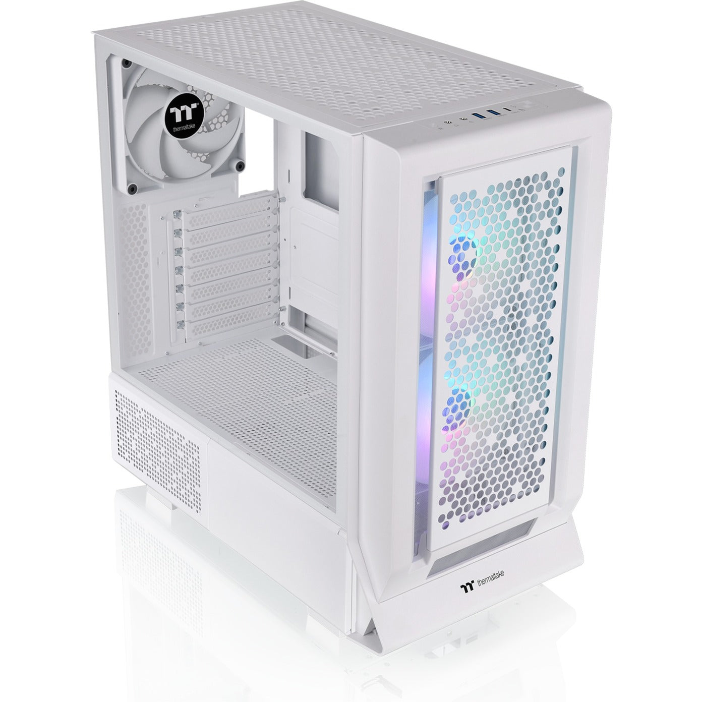 Thermaltake ceres 350 mx - snow midi tower behuizing (wit | 2x usb-a | 1x usb-c | rgb | tempered glass)