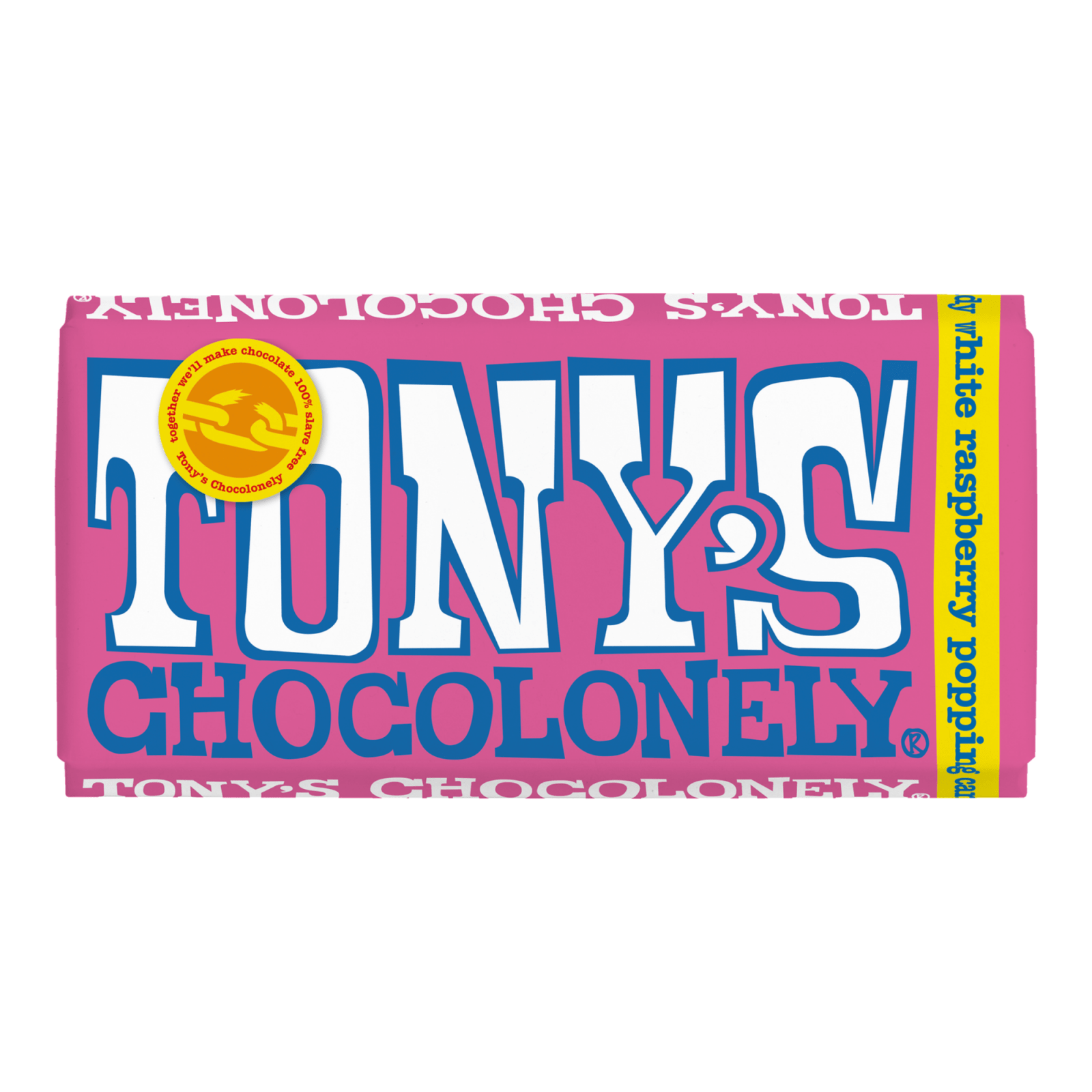 Tony's chocolonely reep wit framboos knettersuiker (15x 180gr)