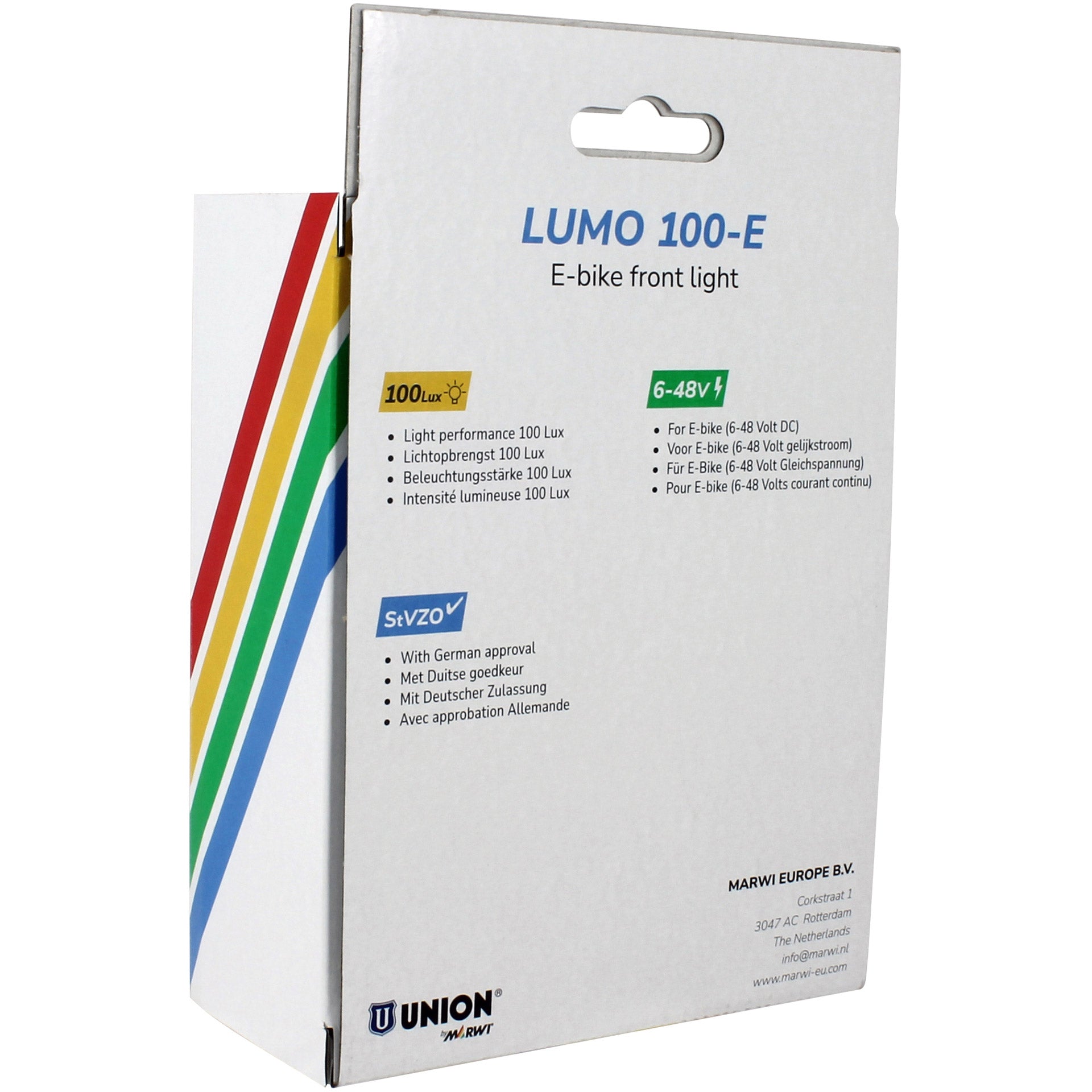 Union koplamp lumo 100-e e-bike 6-48v 80lux