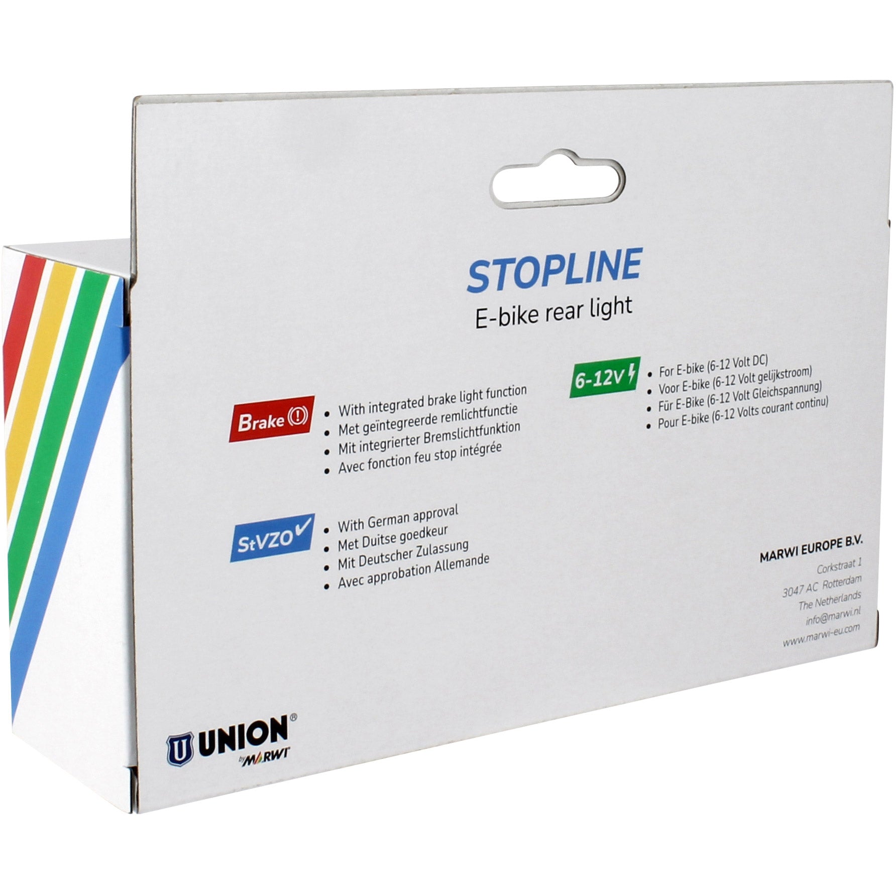 Qibbel union achterlicht e-bike 50-80mm stopline 6-12v remlicht