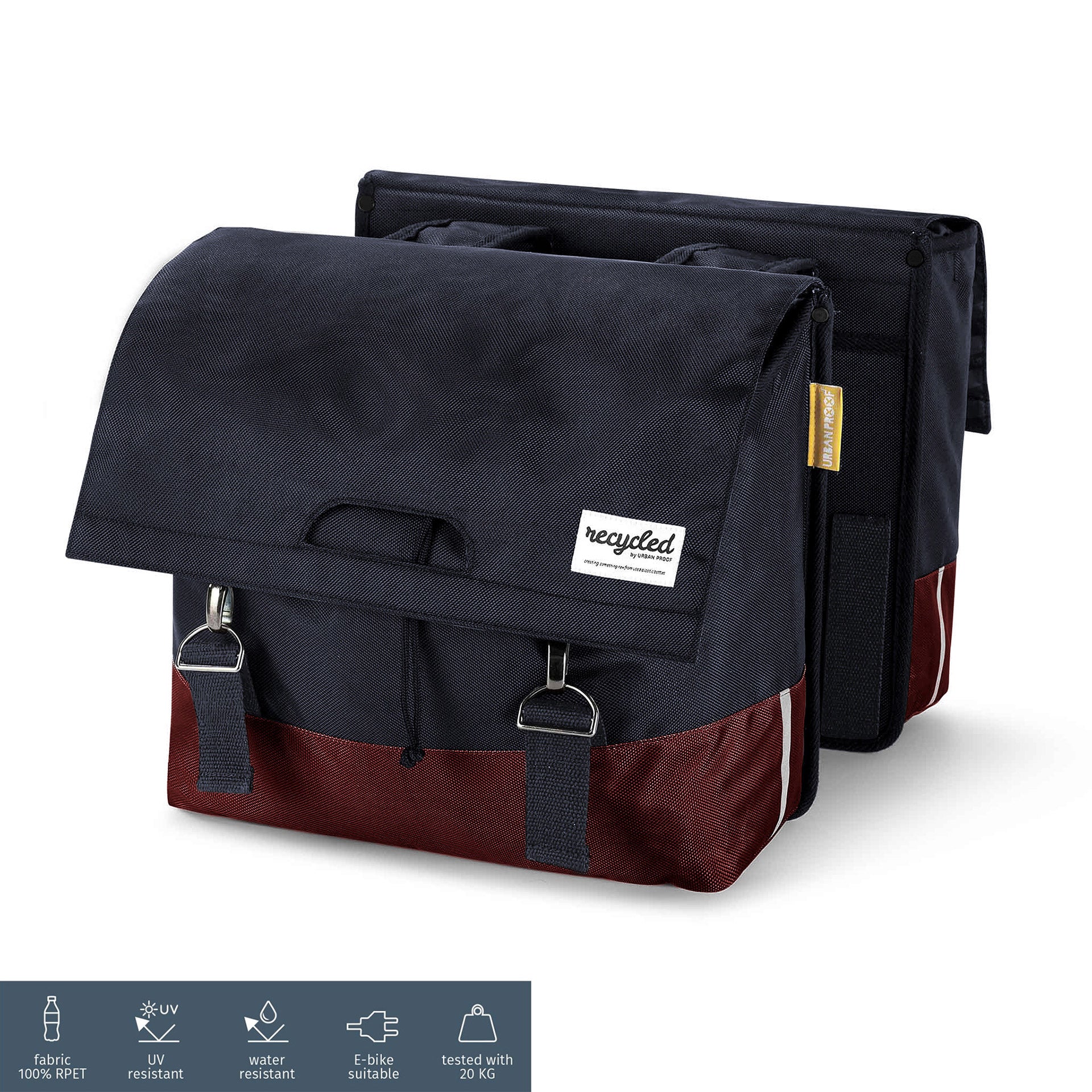 UrbanProof sacoche double RPET 40L bordeaux-gris
