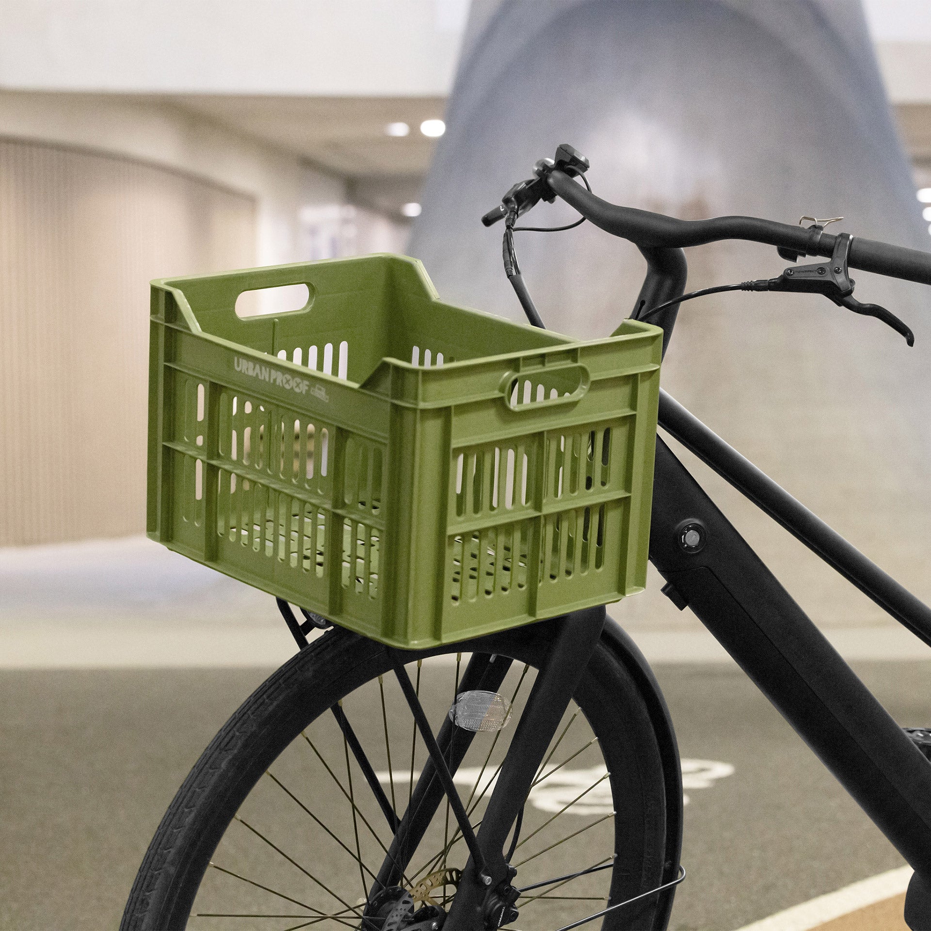 Urban proof fietskrat gerecycled kunststof 30l olijfgroen 40x30x25 cm