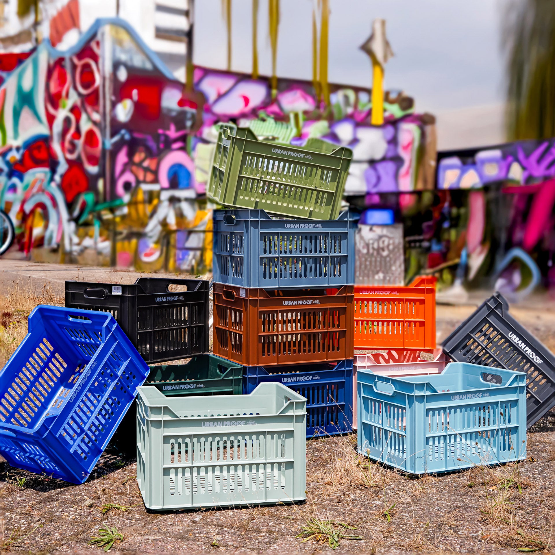 Urban proof fietskrat gerecycled kunststof 30l olijfgroen 40x30x25 cm