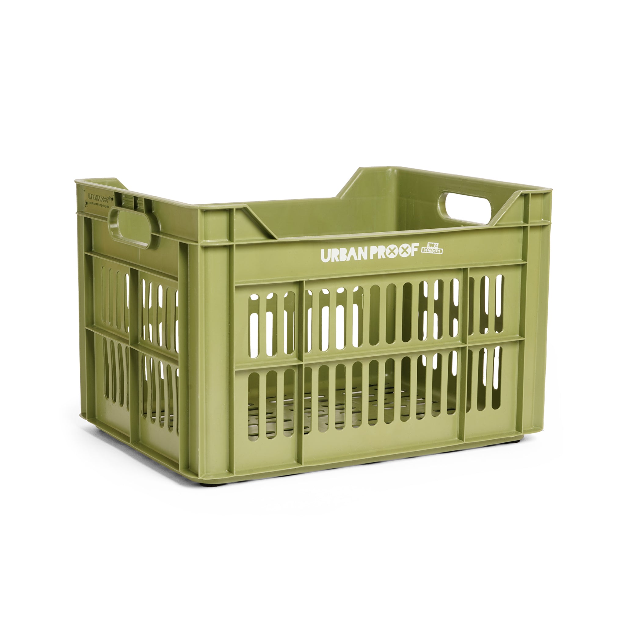 Urban proof fietskrat gerecycled kunststof 30l olijfgroen 40x30x25 cm