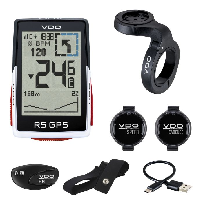 Ordinateur de vélo VDO R5 GPS Top Mount Set HR +