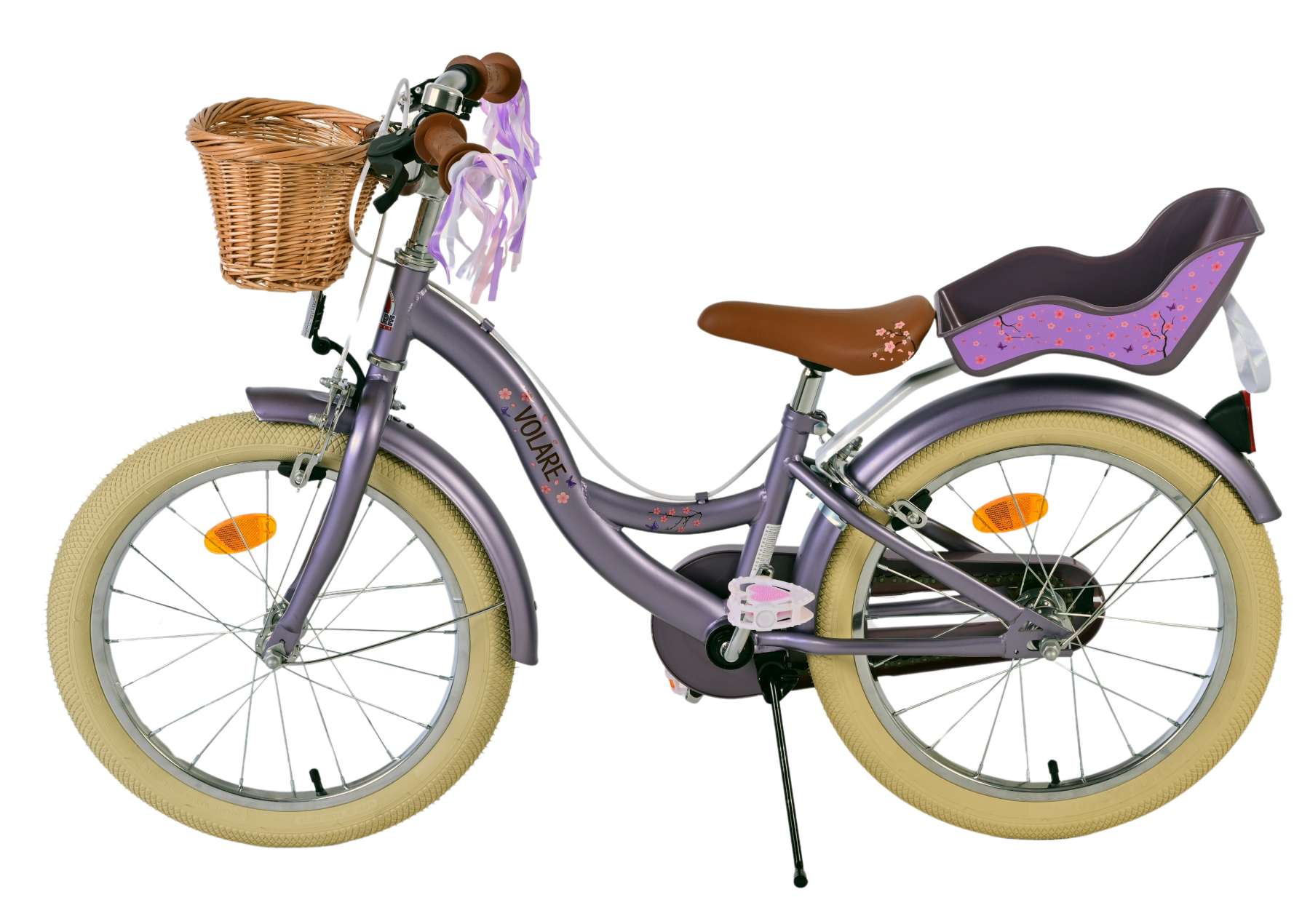 Volare bloesem kinderfiets - meisjes - 18 inch - paars - twee handremmen