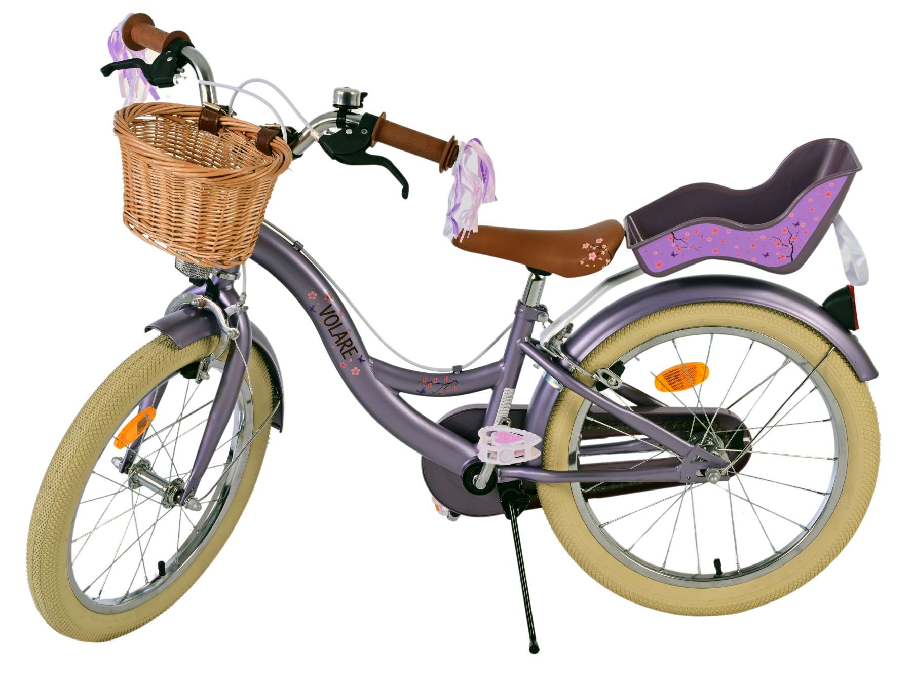 Volare bloesem kinderfiets - meisjes - 18 inch - paars - twee handremmen