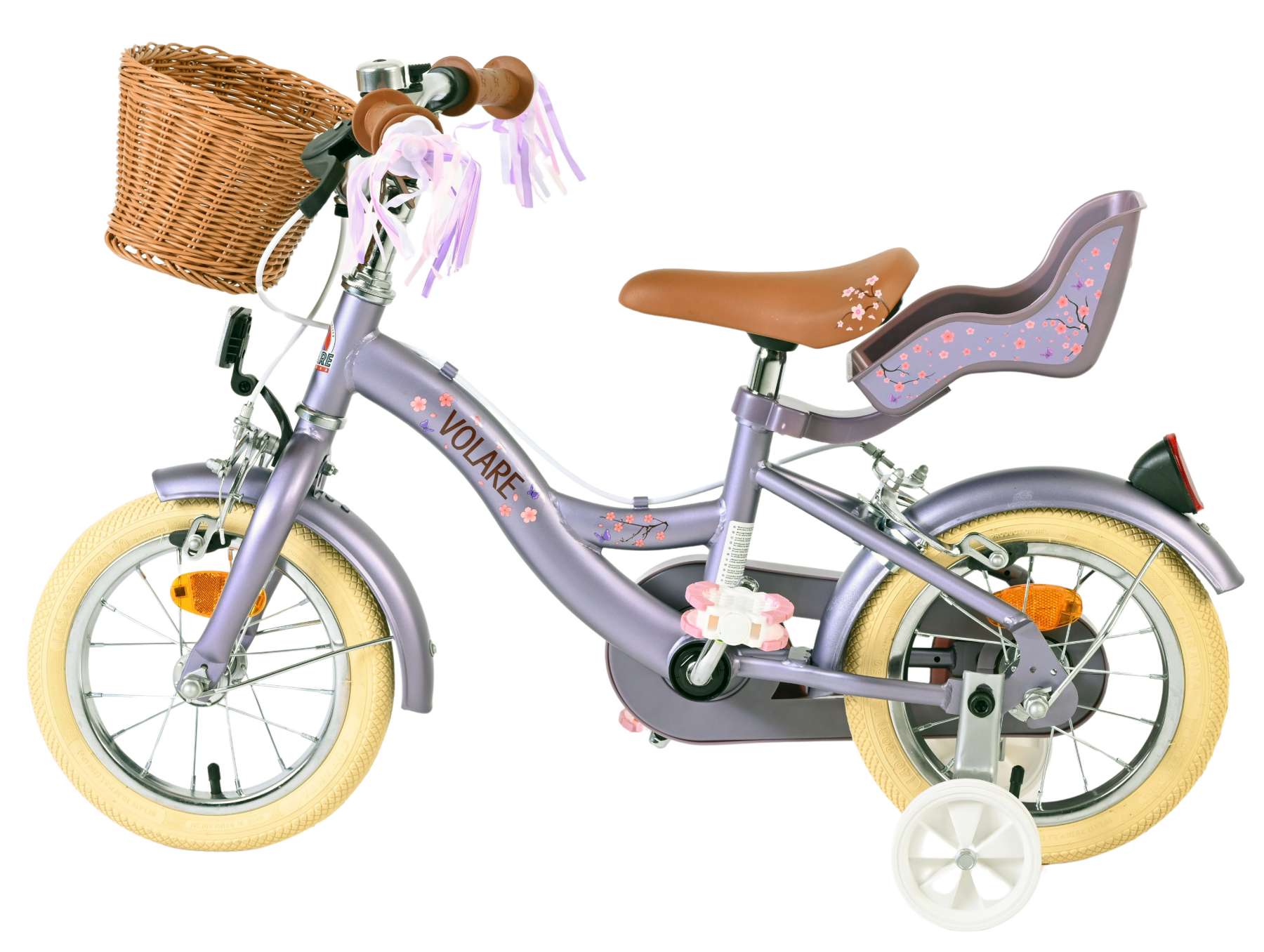Volare blossom kinderfiets - meisjes - 12 inch - paars - twee handremmen