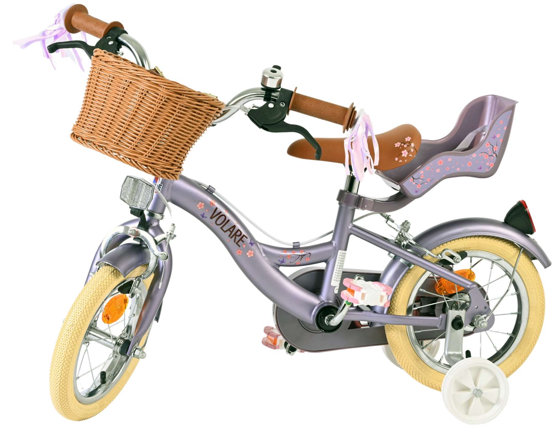 Volare blossom kinderfiets - meisjes - 12 inch - paars - twee handremmen
