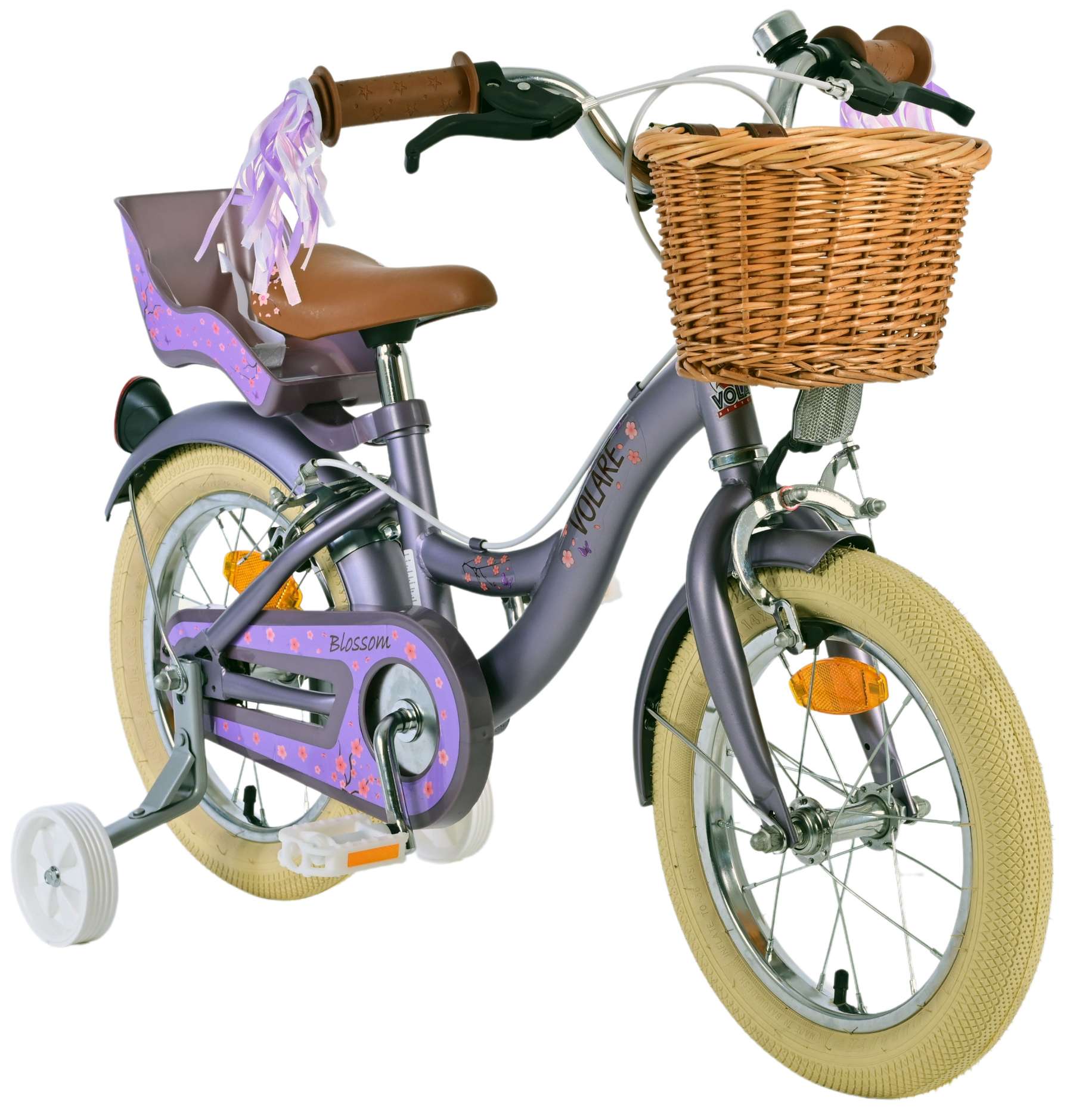 Volare bloesem kinderfiets - meisjes - 14 inch - paars - twee handremmen