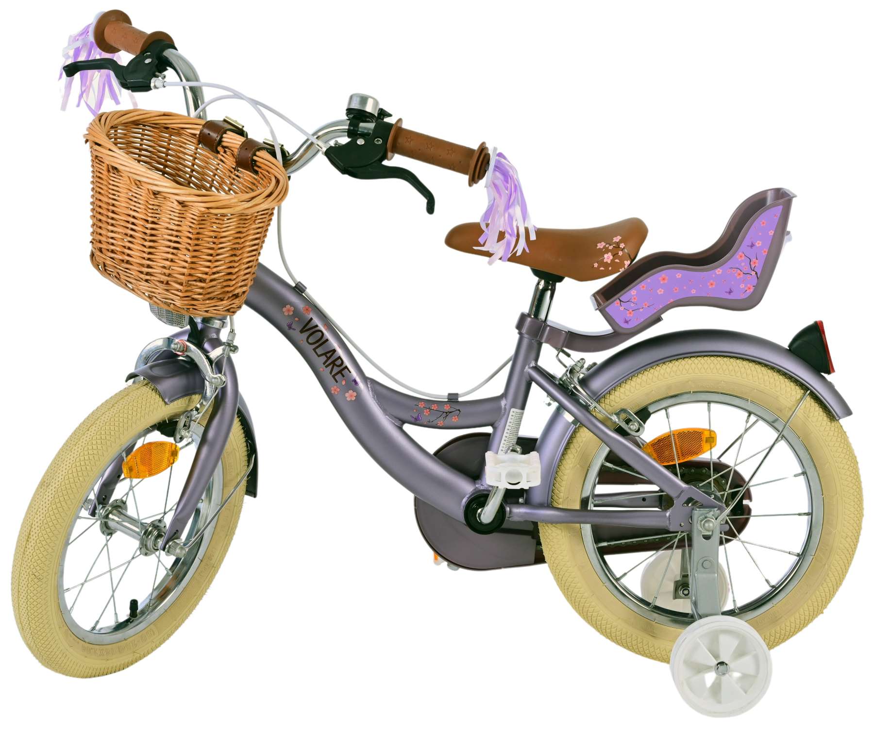 Volare bloesem kinderfiets - meisjes - 14 inch - paars - twee handremmen