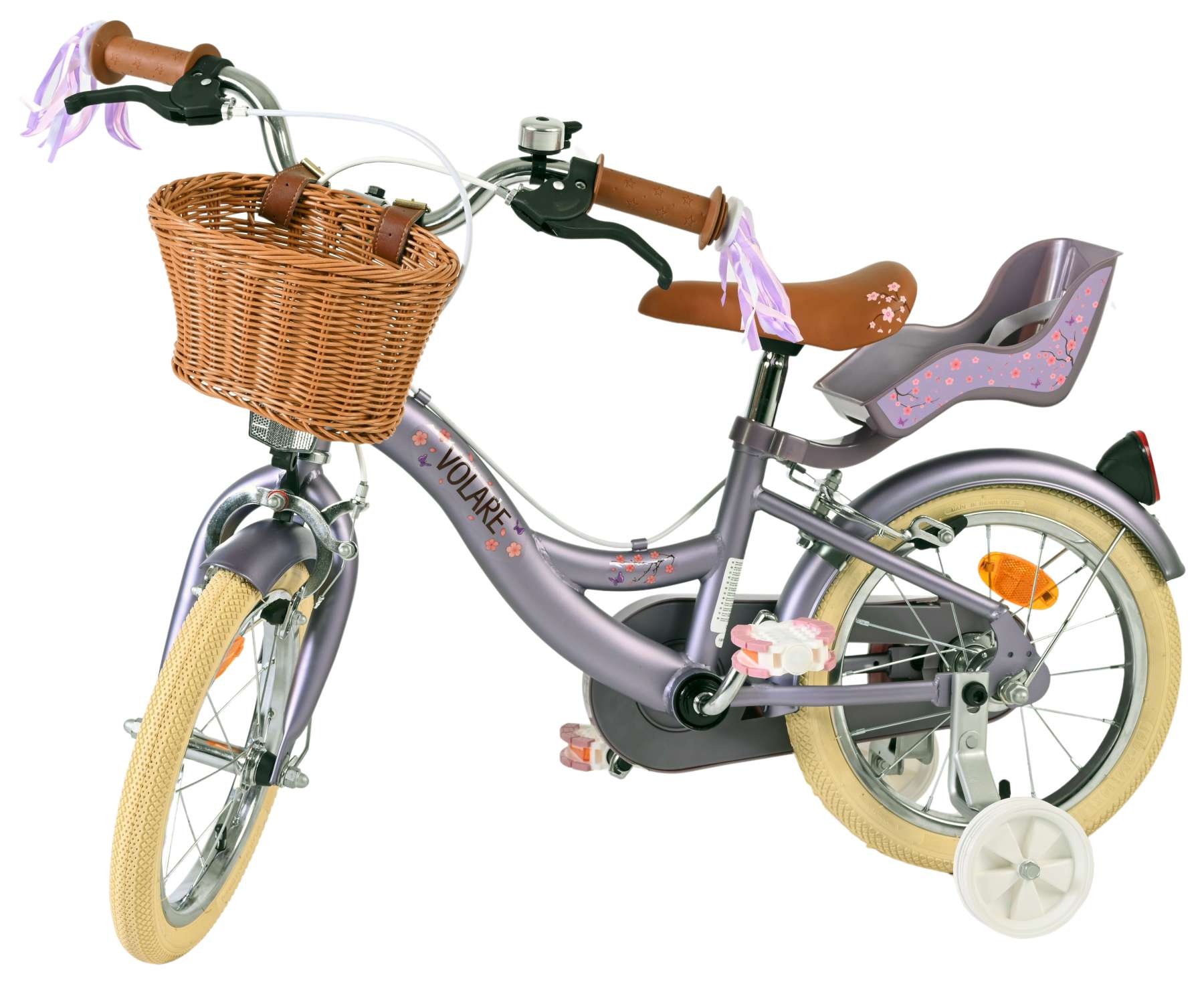 Volare blossom kinderfiets - meisjes - 14 inch - paars - twee handremmen