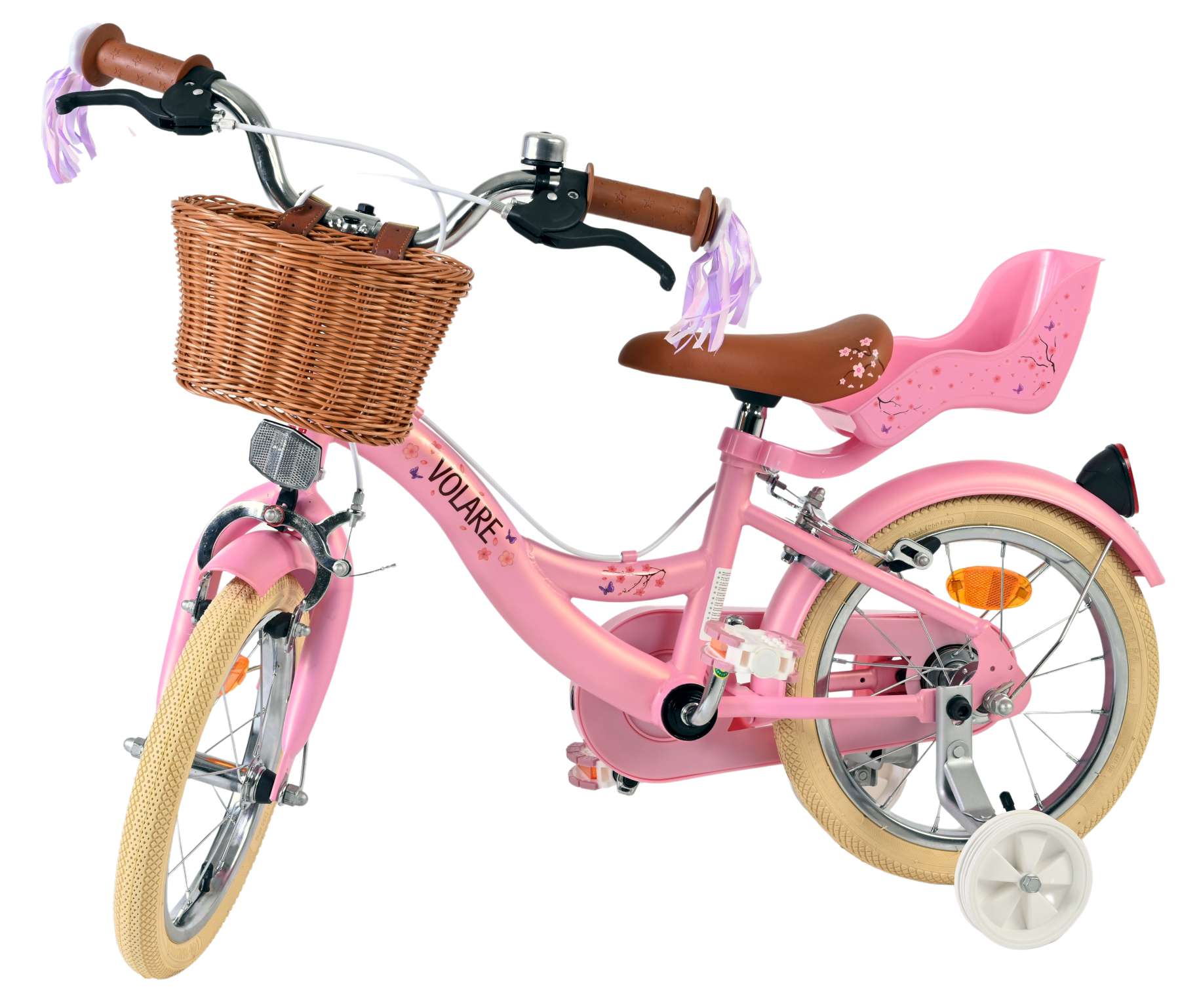 Volare blossom kinderfiets - meisjes - 14 inch - roze - twee handremmen