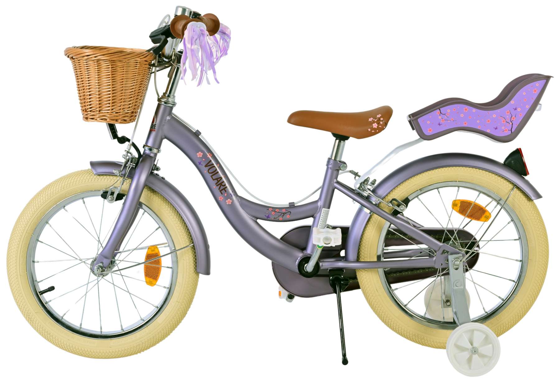 Volare bloesem kinderfiets - meisjes - 16 inch - paars - twee handremmen