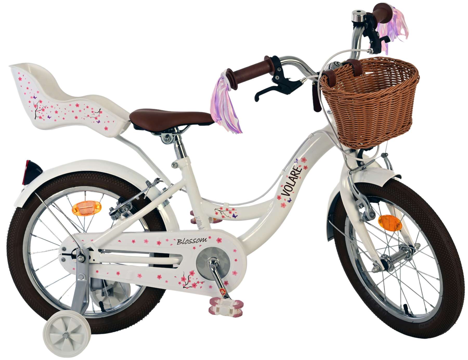 Volare blossom kinderfiets - meisjes - 16 inch - wit - twee handremmen