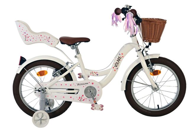Volare blossom kinderfiets - meisjes - 16 inch - wit - twee handremmen