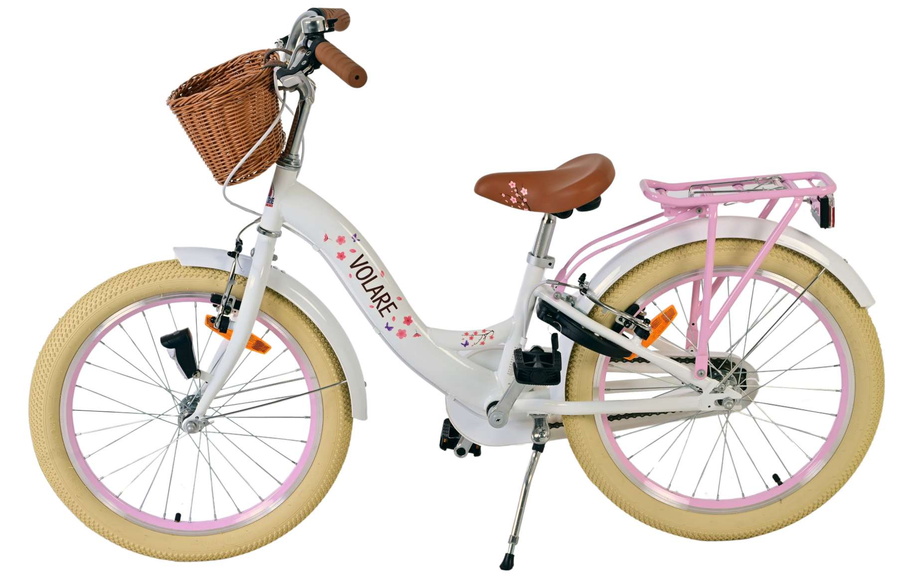 Volare bloesem kinderfiets - meisjes - 20 inch - wit - twee handremmen