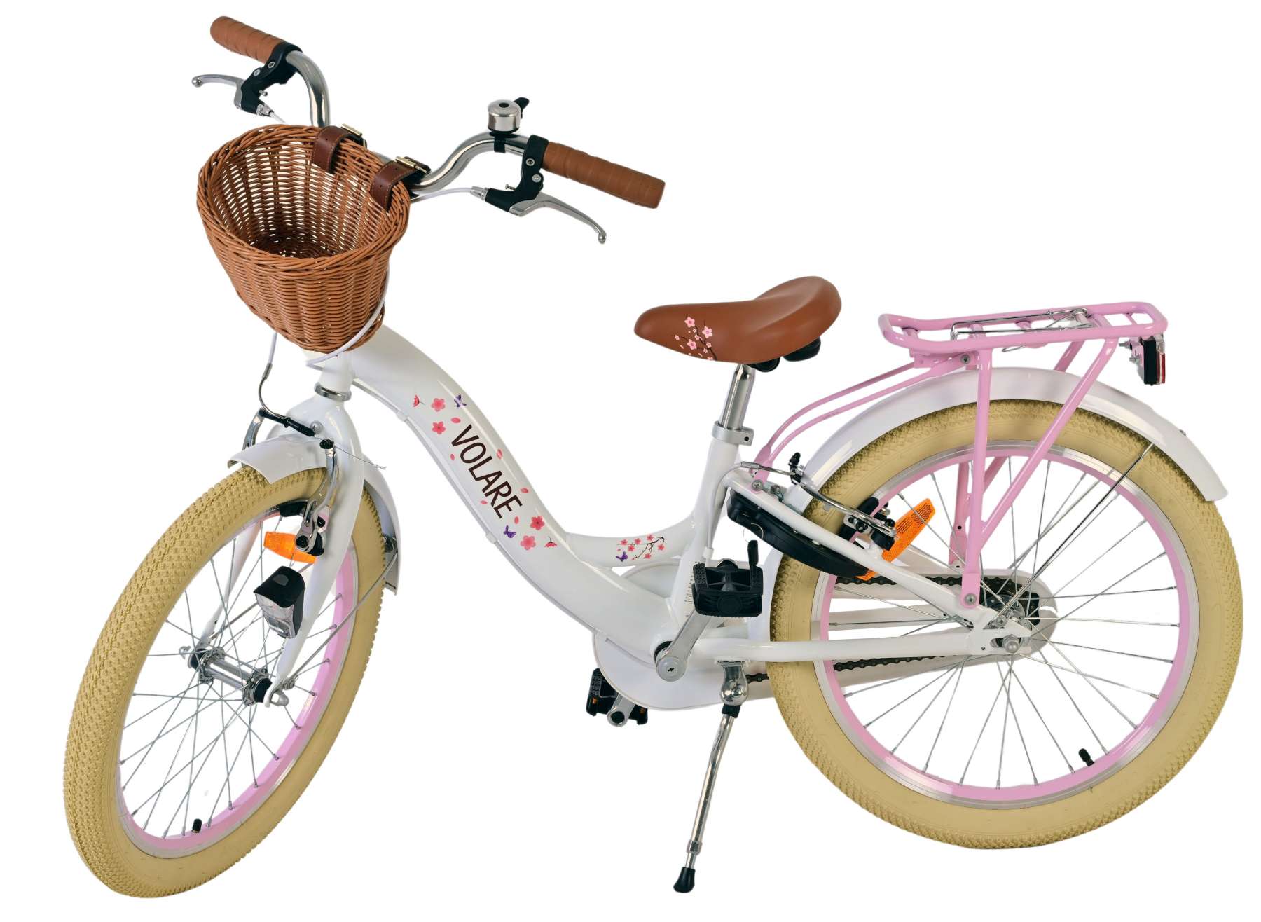 Volare bloesem kinderfiets - meisjes - 20 inch - wit - twee handremmen