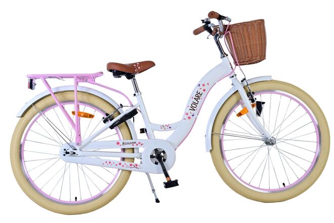 Volare bloesem kinderfiets - meisjes - 24 inch - wit - twee handremmen