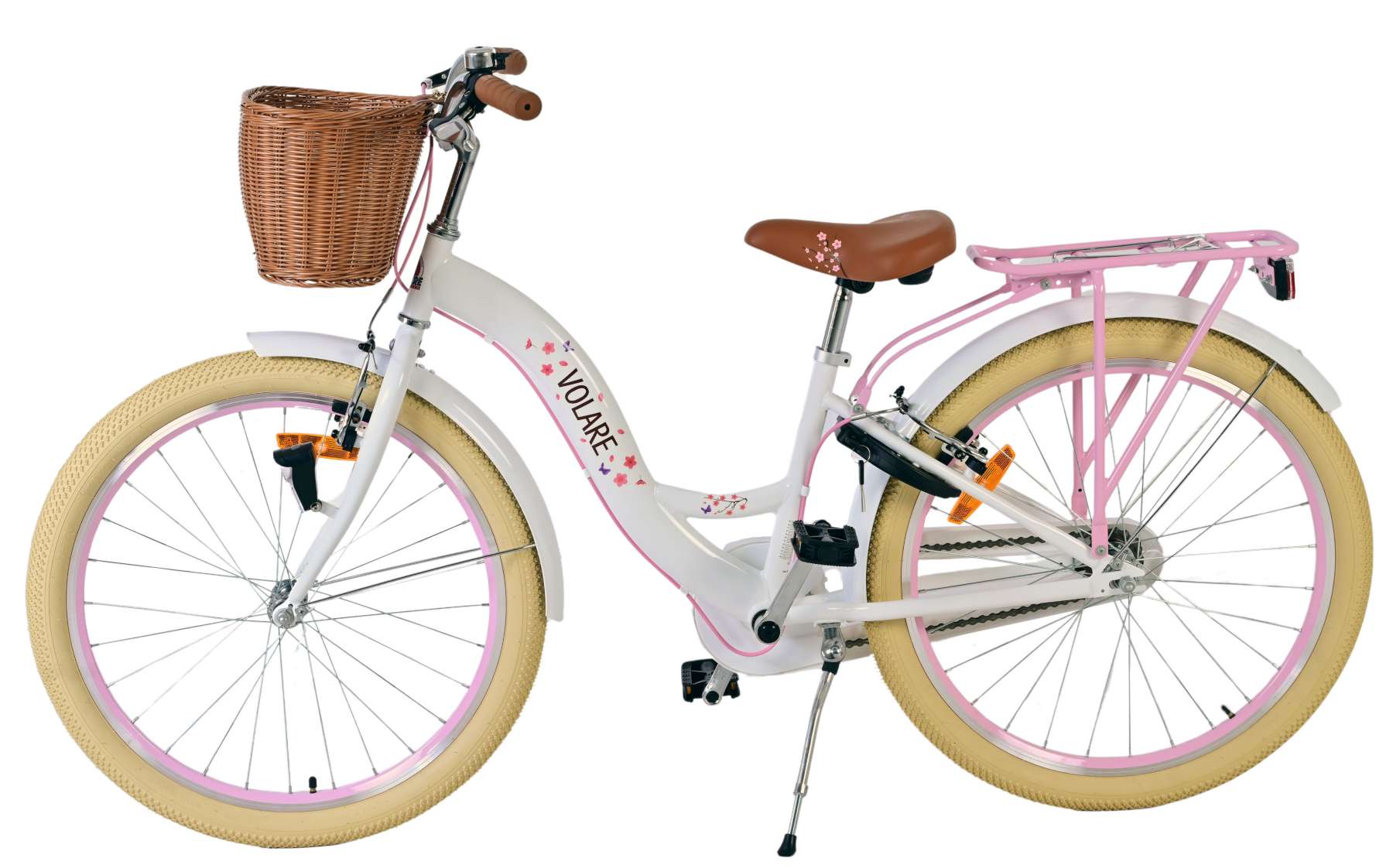 Volare bloesem kinderfiets - meisjes - 24 inch - wit - twee handremmen