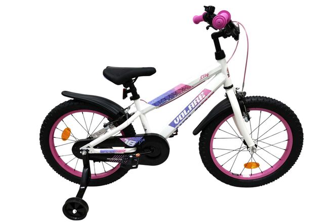 Volare lily kinderfiets - meisjes - 18 inch - wit roze paars - twee handremmen