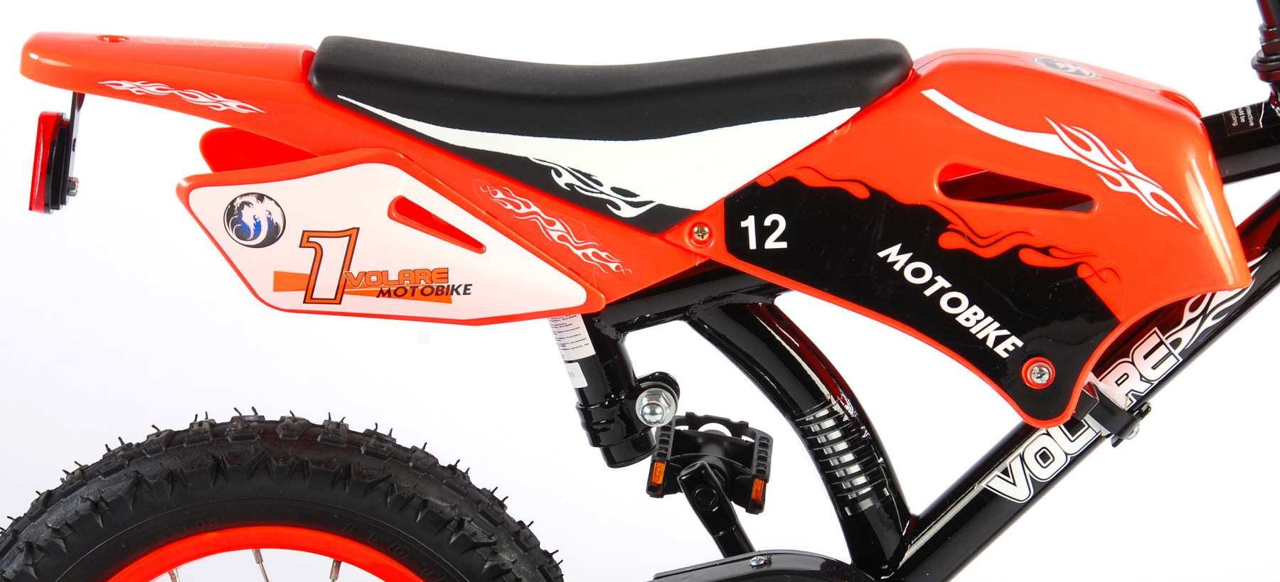 Volare Motor Kinderfiets - Jongens - 12 inch - Oranje - 95% afgemonteerd