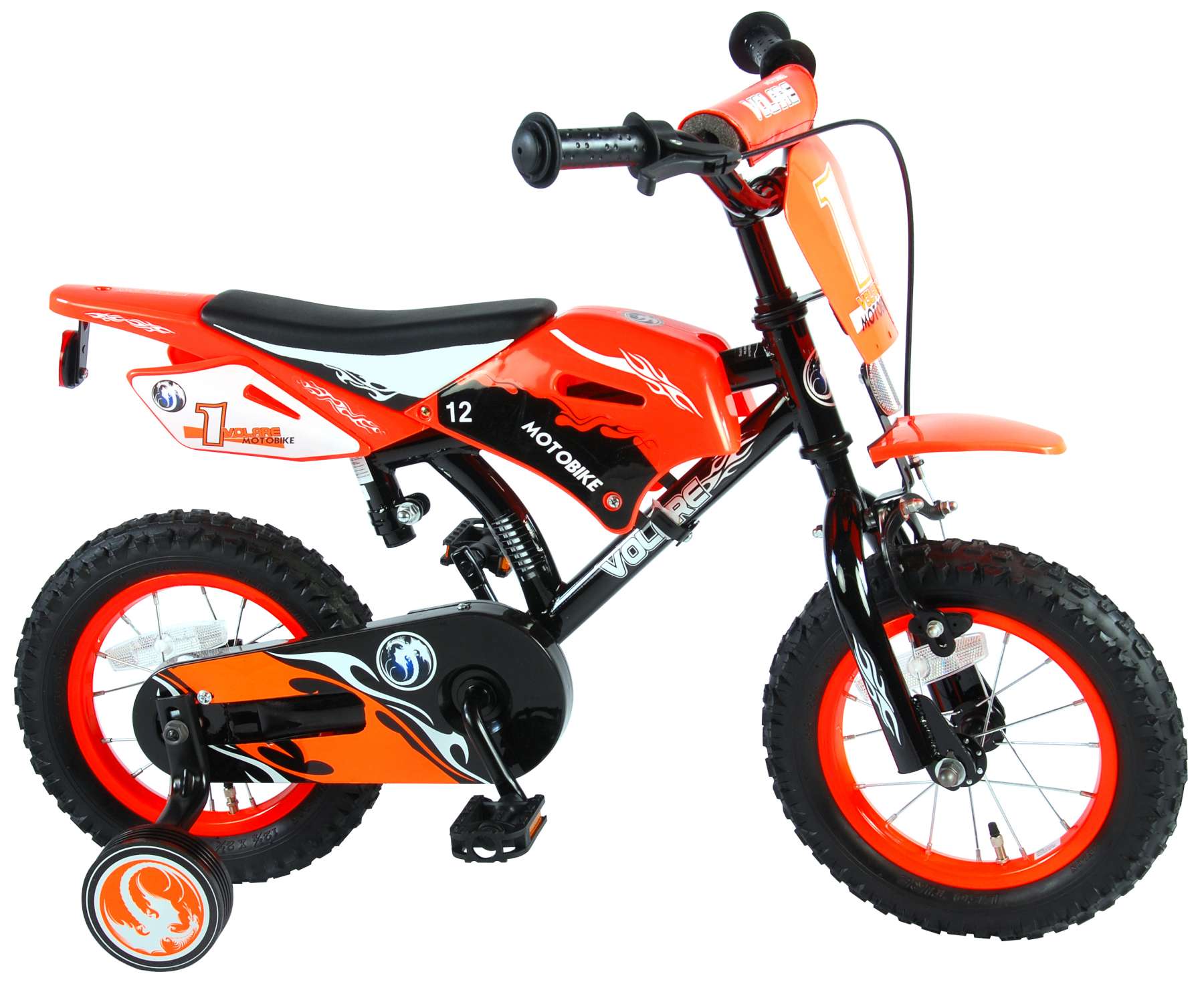 Volare Motor Kinderfiets - Jongens - 12 inch - Oranje - 95% afgemonteerd