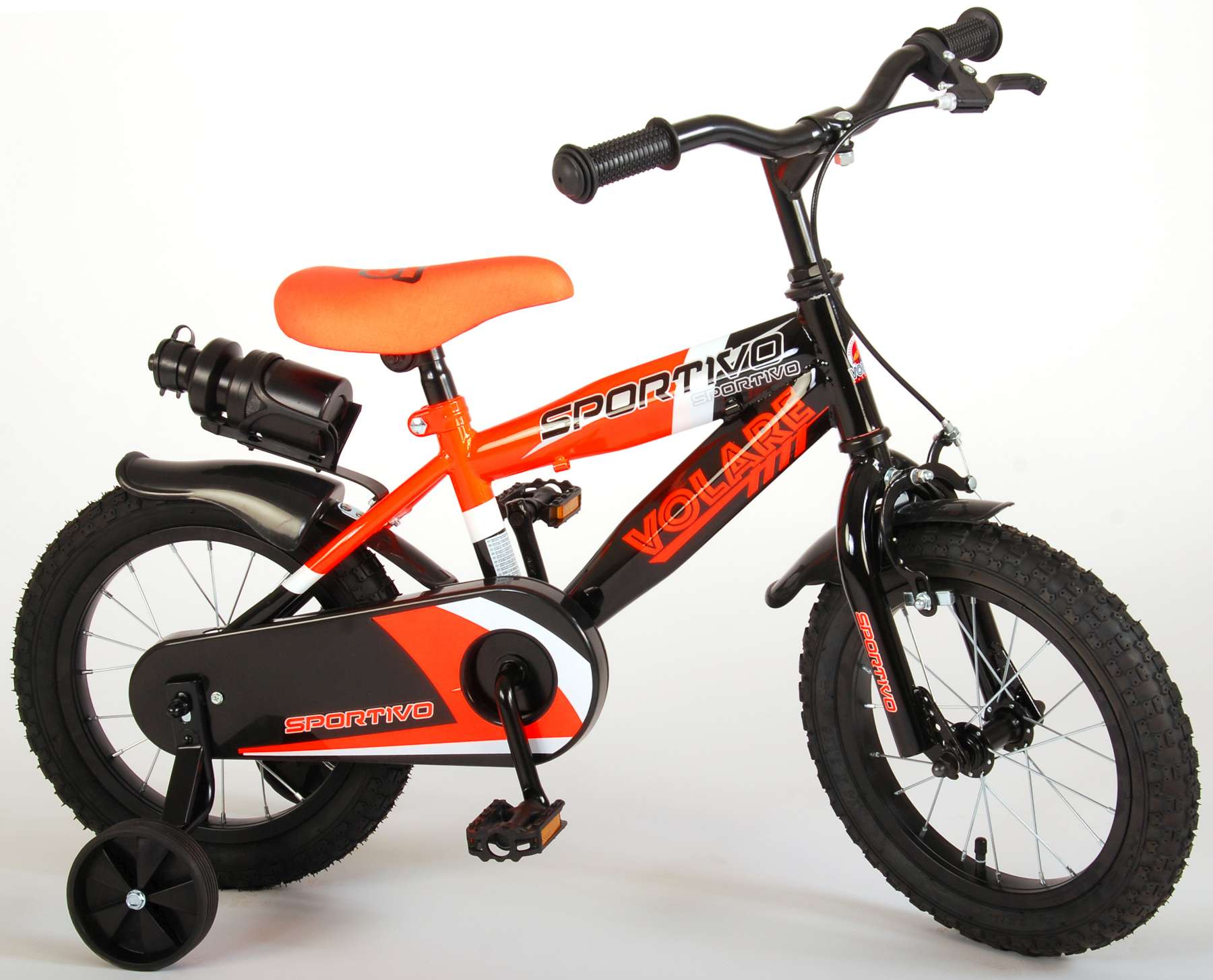 Volare Sportivo Kinderfiets - Jongens - 14 inch - Neon Oranje Zwart - 95% afgemonteerd