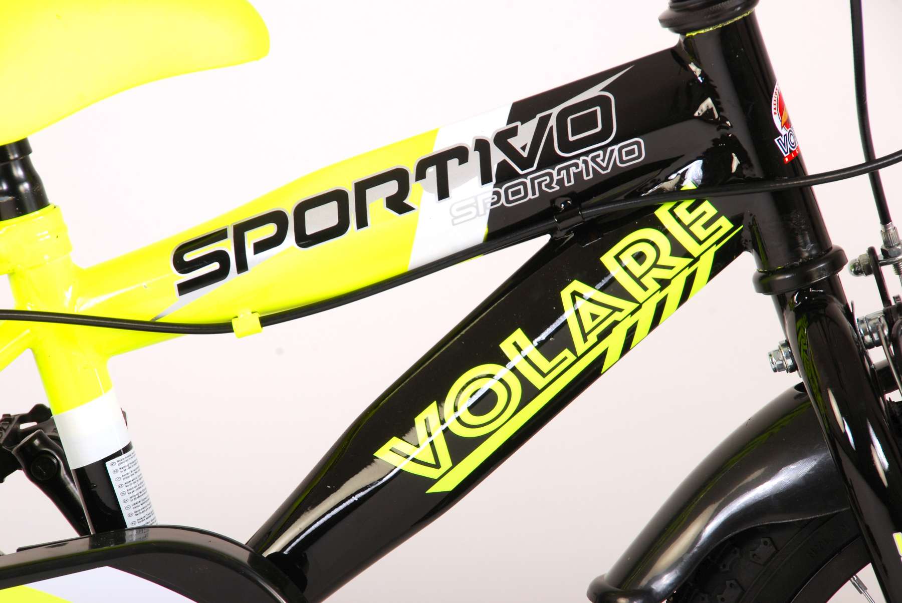 Volare Sportivo Kinderfiets - Jongens - 14 inch - Neon Geel Zwart - Twee Handremmen - 95% afgemonteerd