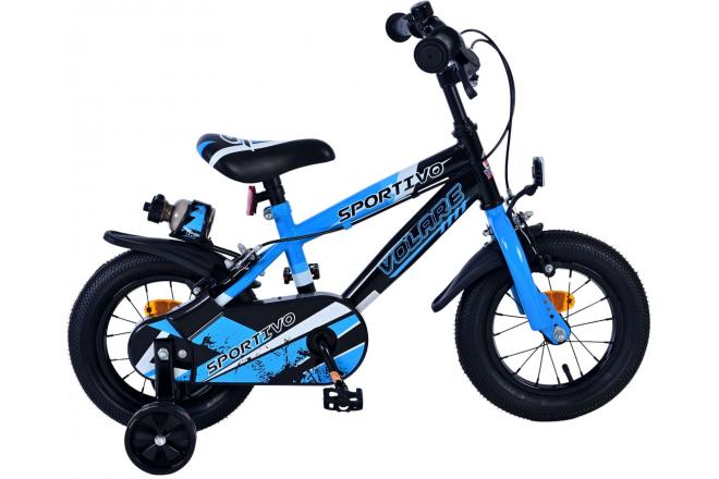 Volare sportivo kinderfiets - jongens - 12 inch - blauw zwart - twee handremmen