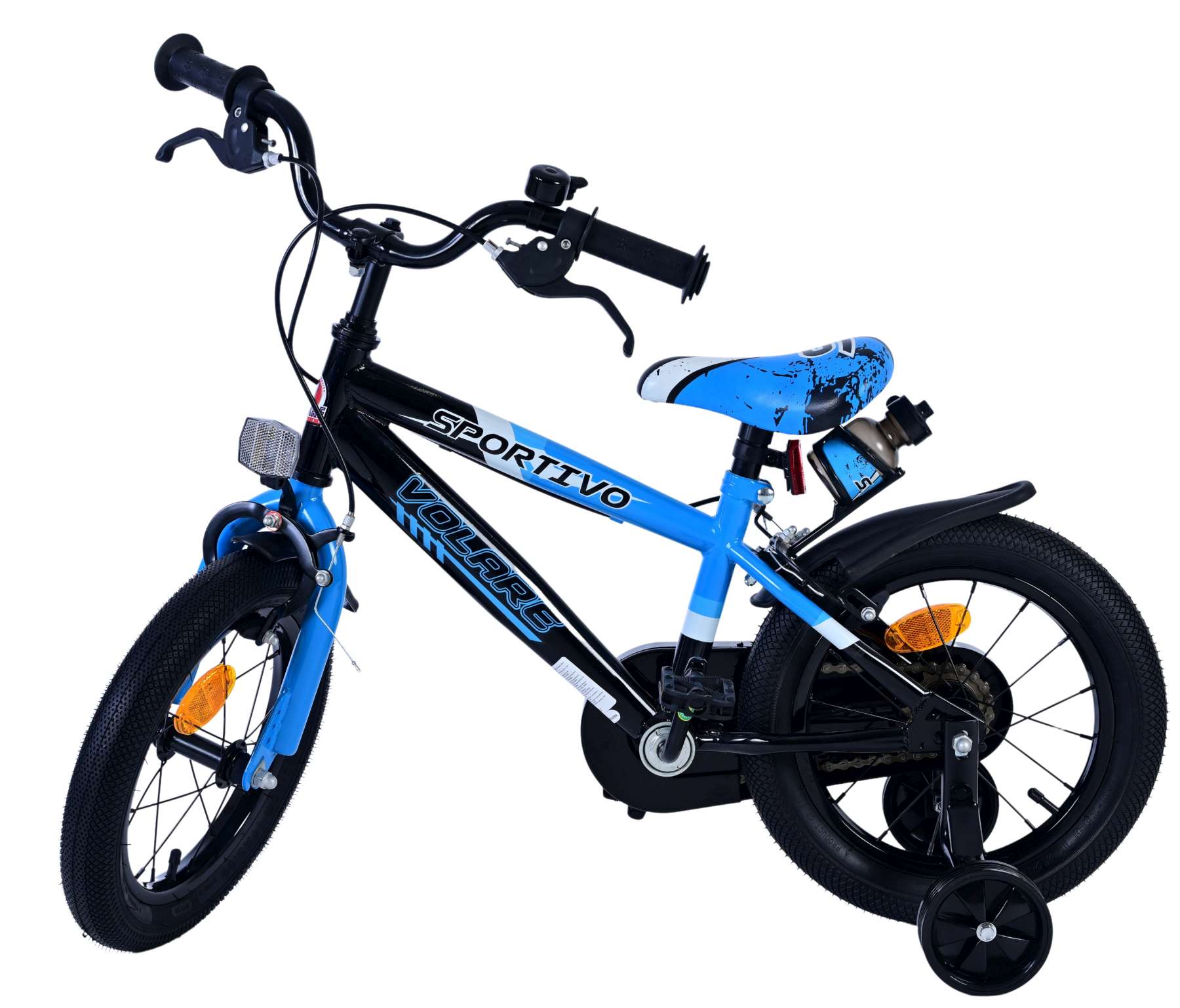 Volare sportivo kinderfiets - jongens - 14 inch - blauw zwart - twee handremmen