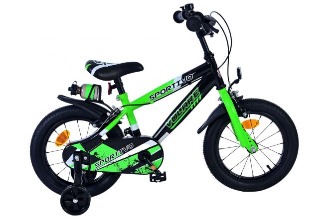 Volare sportivo kinderfiets - jongens - 14 inch - groen zwart - twee handremmen