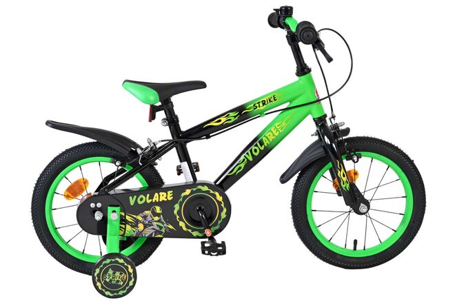 Volare strike kinderfiets - jongens - 14 inch - zwart groen - twee handremmen
