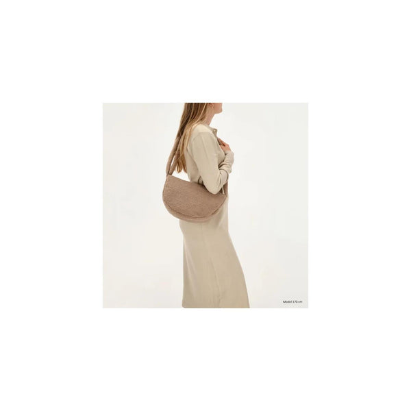 Beagles fluffy teddy moon bag schoudertas 34x21x8cm lugo taupe
