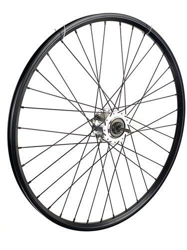 Achterwiel 28 inch 622 zwart geslepen rvs spaak 8v rollerbrake