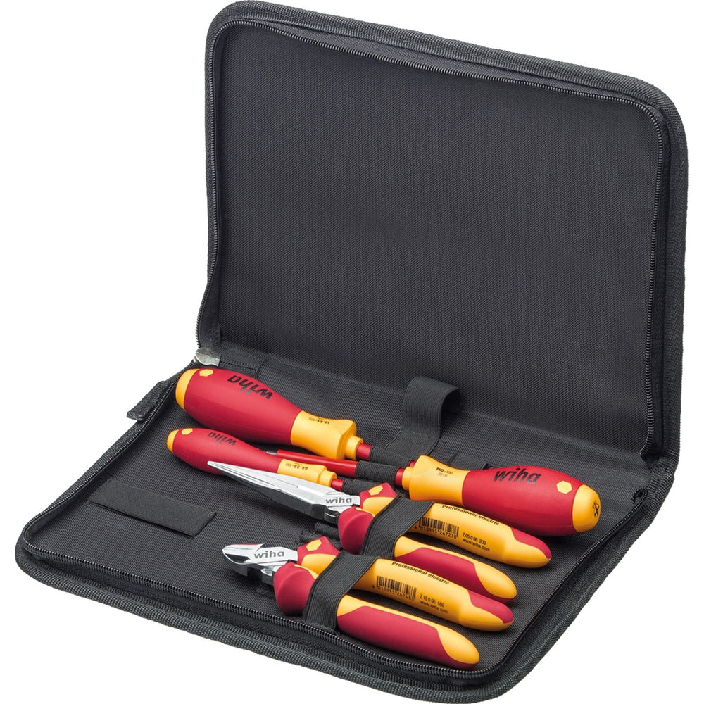 Wiha gereedschapset elektricien gereedschapsset (rood geel, 5-delig in gereedschapetui)