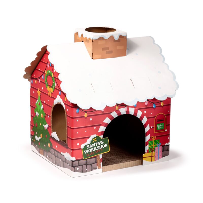 Kerstgrot kerstmis 100% kartonnen kat speelhuisje