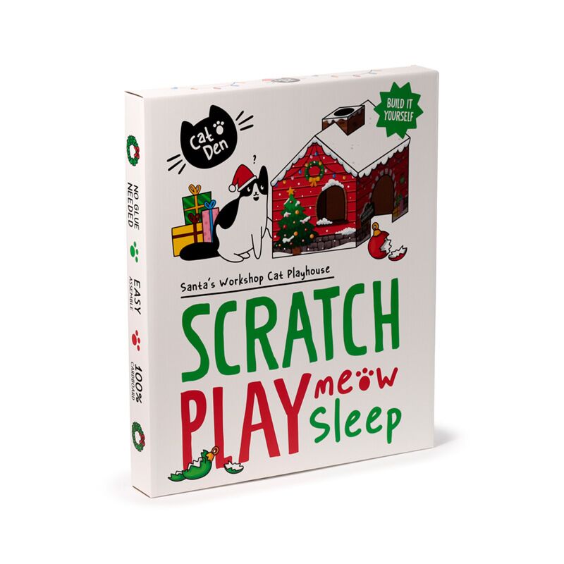 Kerstgrot kerstmis 100% kartonnen kat speelhuisje