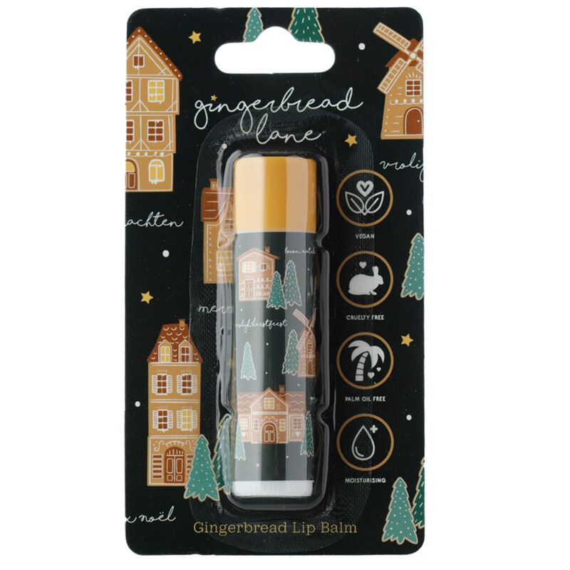 Gemberbrood huisjes ginger lane kerstmis lipbalsem stick - kerstkoekjes