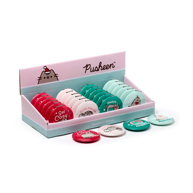 Pusheen de kat klaar voor kerst compact make-up spiegeltje