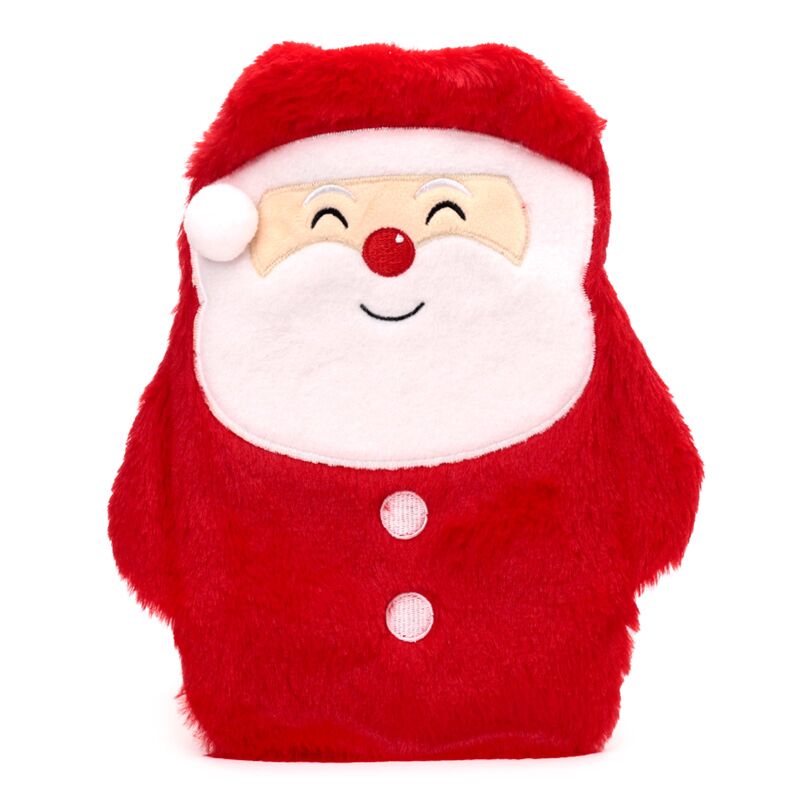 Kerstman warmwaterkruik 650ml pluche schoffels
