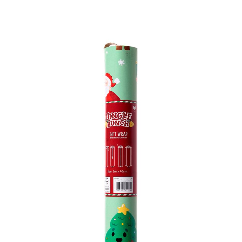 Kerst jingle bos 3m cadeaupapier rol
