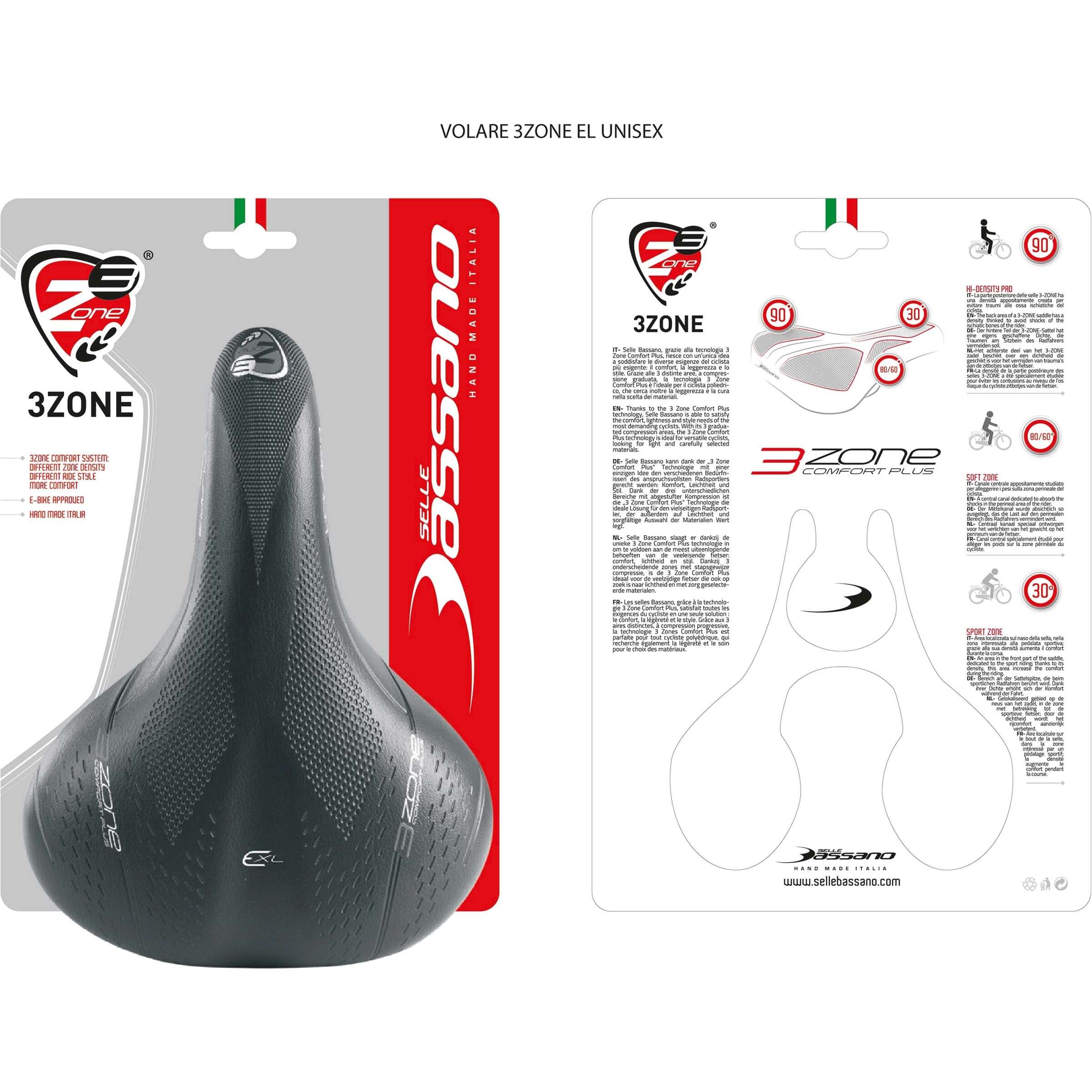 Selle de vélo Selle Bassano Volare XXL BigCity amortissement élastomère - noir