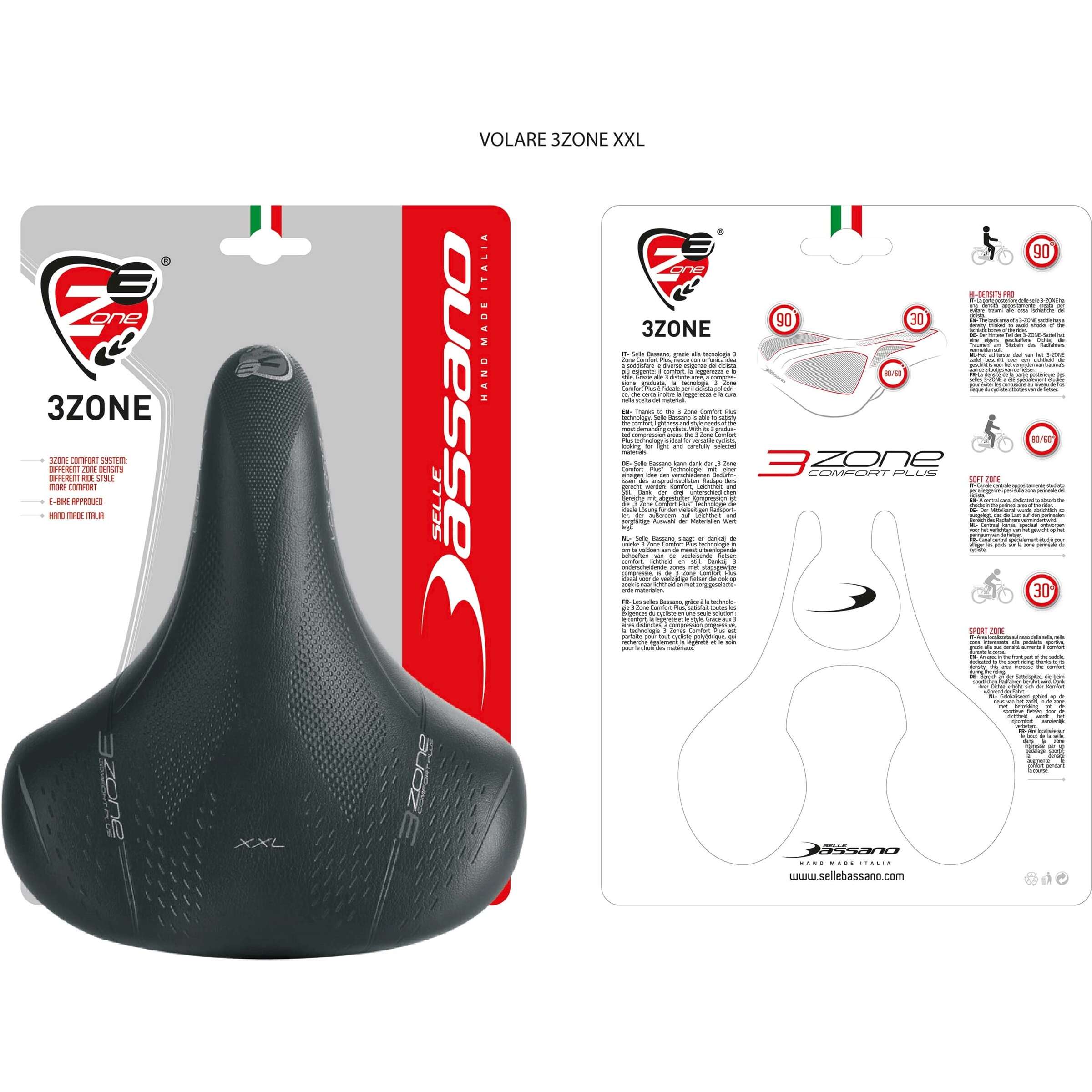 Selle de vélo Selle Bassano Volare XXL Cruiser avec double ressort - noir