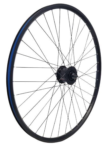 Kgz voorwiel 28 inch (622) naafdyn+r.brake 6v2,4 w groot velg en spaken zwart