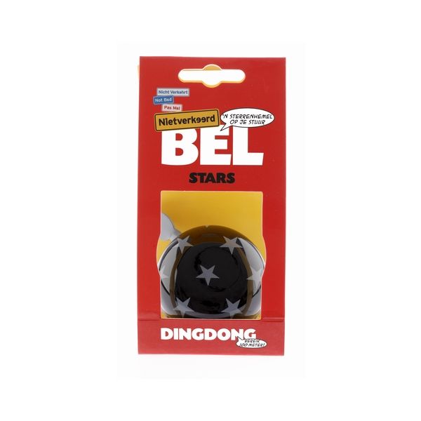 Nv ding dong bel 60mm sterren zwart met sterren kaart