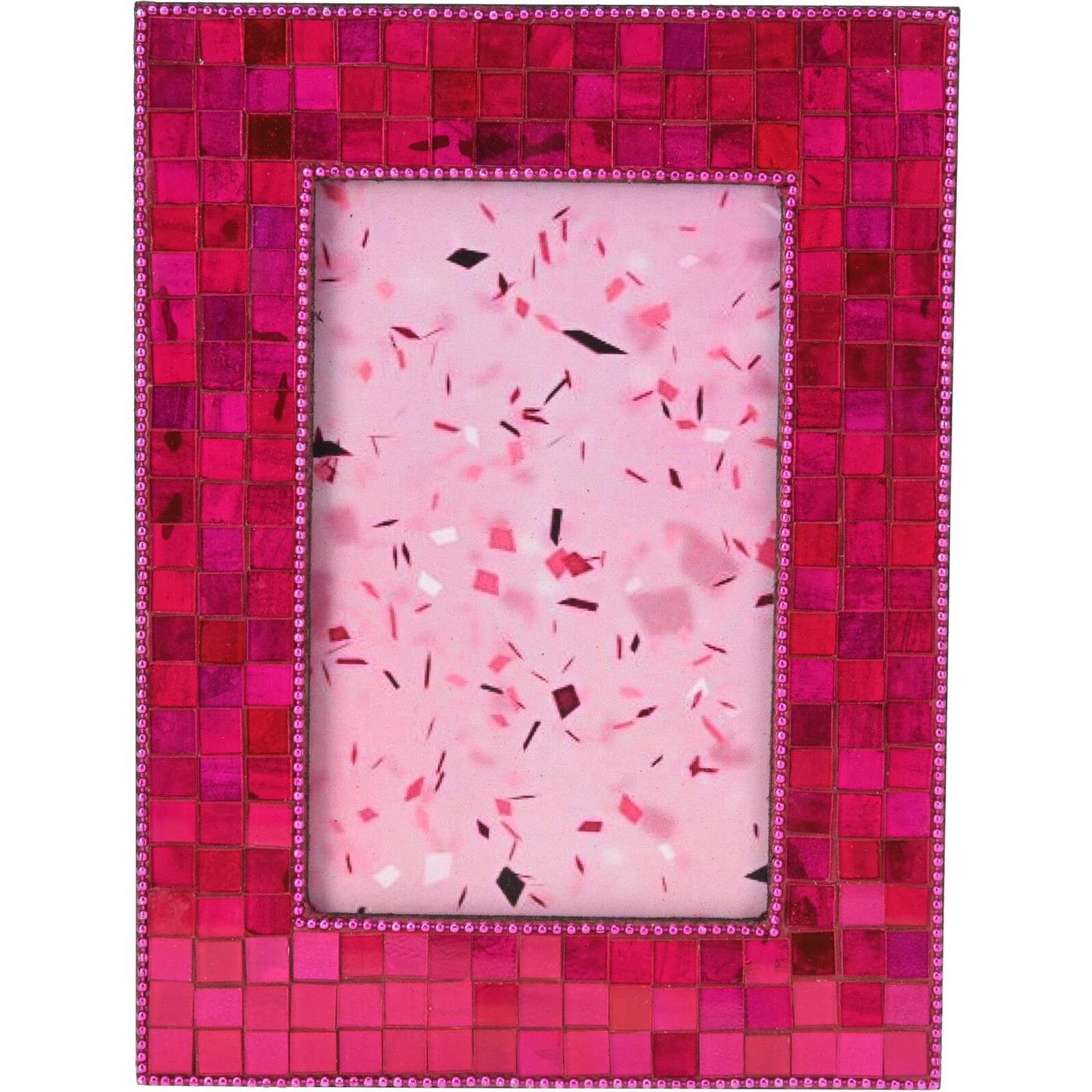 Home styling fotolijst 20x15cm met spiegelmozaiëk roze