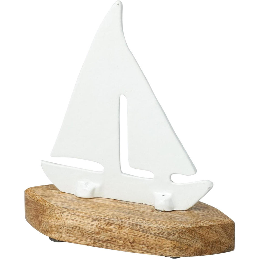 Home styling zeilboot op voet 15x5x17cm