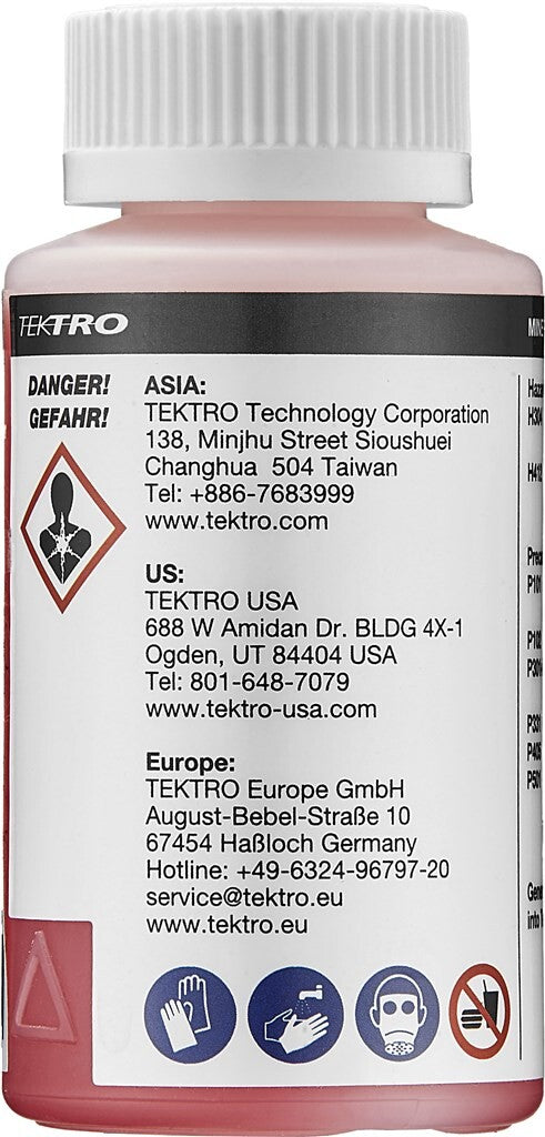 Huile de frein minérale pour freins hydrauliques Tektro 100ml - rouge