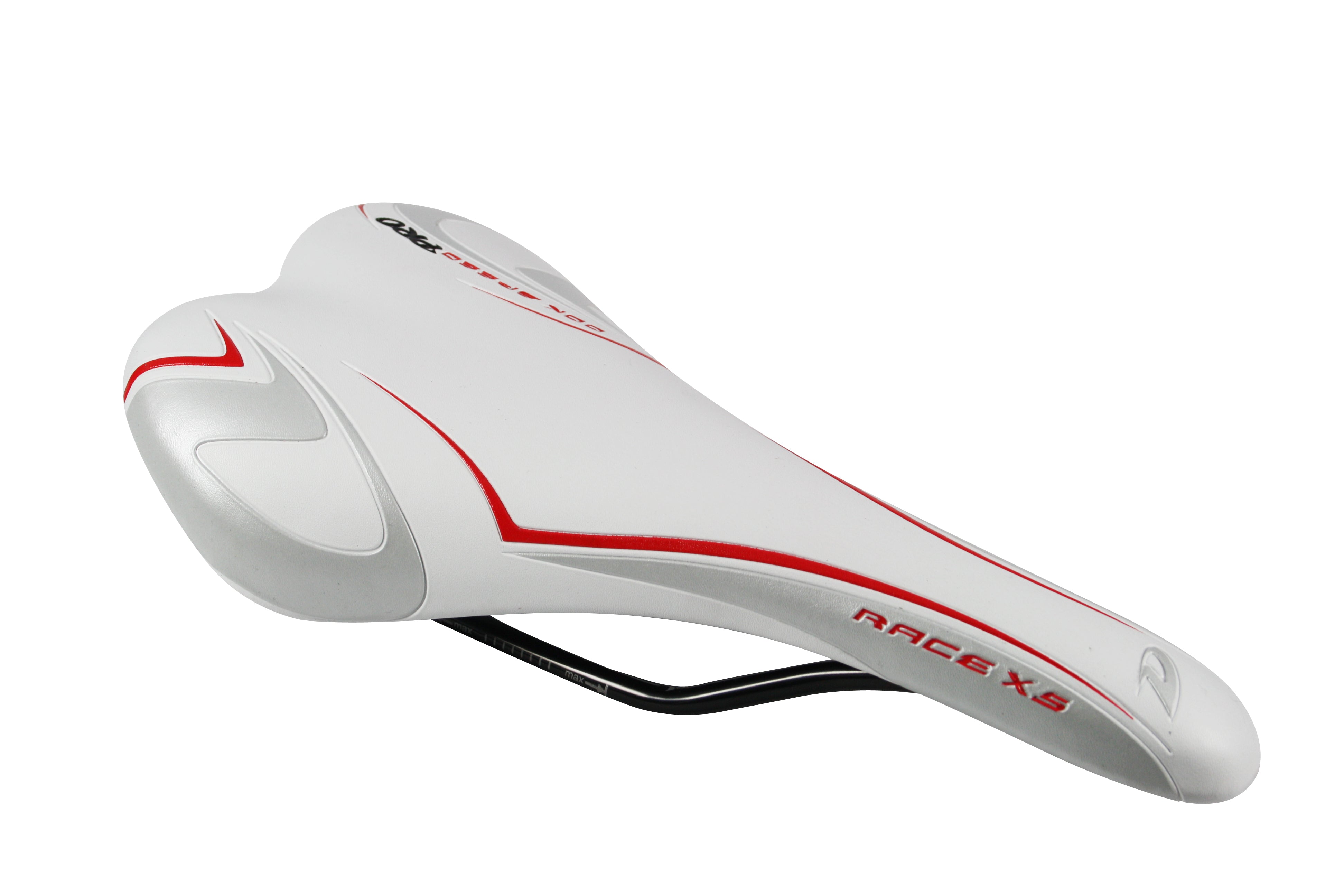 Qt ddk zadelrace wit-zilver-rood poly hi-ten rail